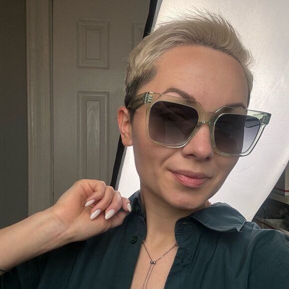 NEW Celine CL4055IN 93B Transparent Green Gradient Square Oversized Sunglasses